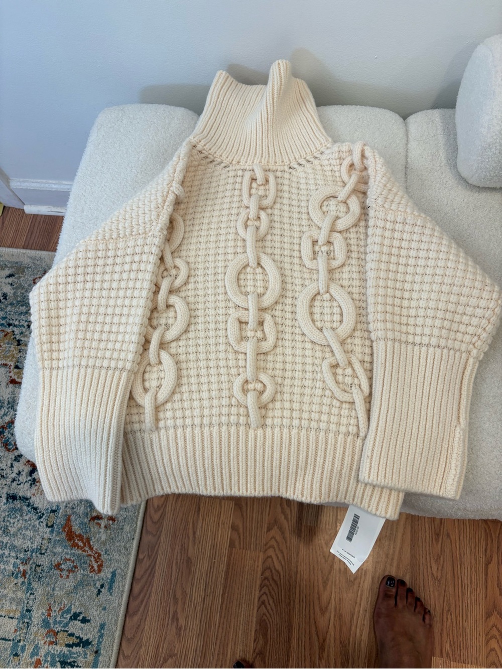 Hermes Cream Cable-Chain Turtleneck Sweater - Picture 2 of 2